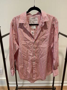 Frank & Eileen Eileen Button-Up Shirt Red Navy Multi Stripe size XL